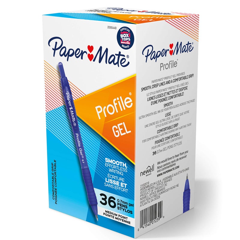 Paper Mate Gel Pen Profile Retractable Pen 0.7mm Blue 36 Count - Image 1